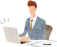 パソコンで作業する人物